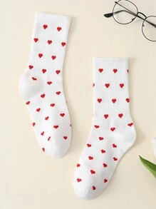 Heart Pattern Crew Socks, Fall Socks - Multicolor - View 2