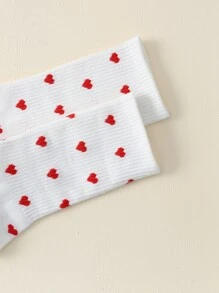 Heart Pattern Crew Socks, Fall Socks - Multicolor - View 4