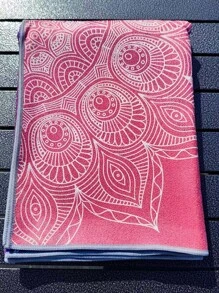 1入組曼陀羅圖案瑜伽地墊 - 紅白色 - 查看 3