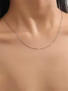 Minimalist Chain Necklace - Silver - View 2