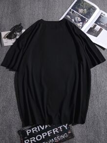 Men Basketball And Letter Graphic Tee - Black - View 2