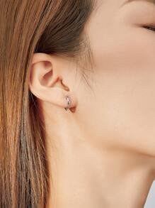 ESBERRY 1對休閒圓耳環適合女士S925純銀顏色日常穿著精細首飾類約會禮物 - 銀色 - 查看 2