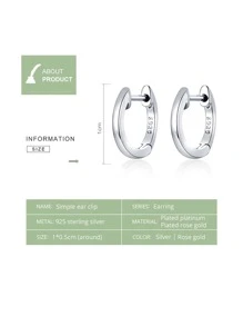 ESBERRY 1對休閒圓耳環適合女士S925純銀顏色日常穿著精細首飾類約會禮物 - 銀色 - 查看 3