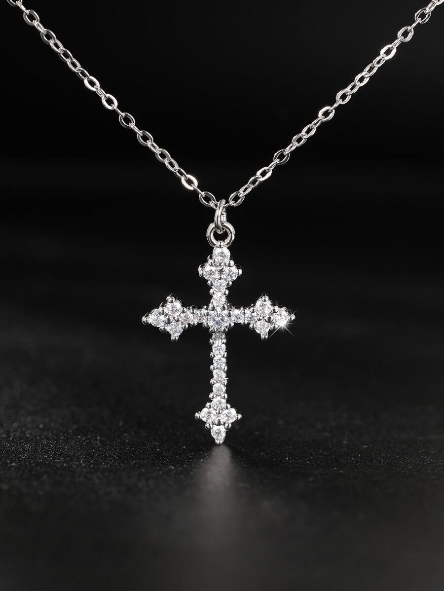 Collar zirconia cúbica colgante Cruz