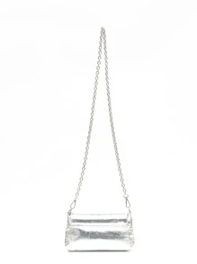 迷你 PU 渐变亮色高品质金属链条斜挎包，时尚单肩包，户外必备 - 銀色 - 查看 6