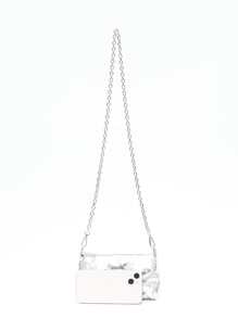 迷你 PU 渐变亮色高品质金属链条斜挎包，时尚单肩包，户外必备 - 銀色 - 查看 7