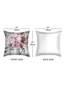 1pc Flower Pattern Cushion Cover Without Filler - Multicolor - View 2