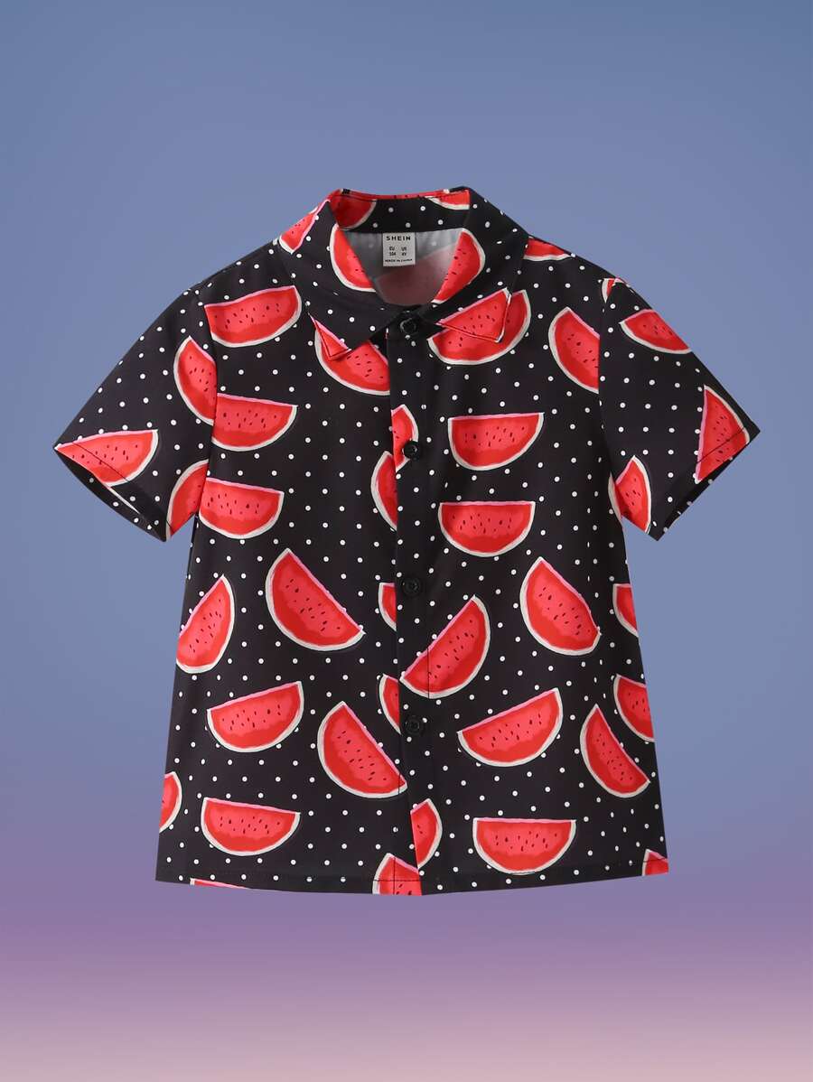 小男童西瓜圖案襯衫