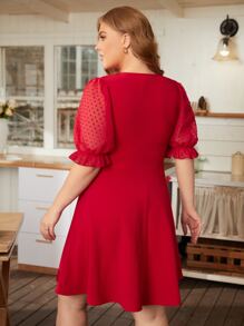 SHEIN Clasi 1 pieza Vestido de lunares de manga con volante - Rojo - Ver 7