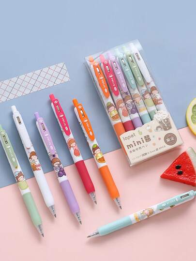 6pcs Cartoon Graphic Gel Pen