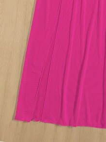 SHEIN Swim Summer Beach 2packs Mesh Frill Trim Cover Up Top With Skirt - Hot Pink - View 5