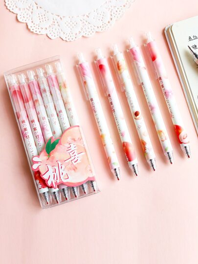 6pcs Fruit Print Gel Pen