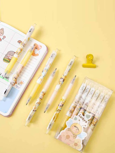 6pcs Cartoon Graphic Gel Pen