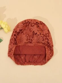 Gorro holgado con bordado floral - Marrón - Ver 2