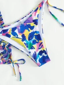 全身印花掛脖三角夏季沙灘比基尼套裝沙灘裙 - 彩色 - 查看 5