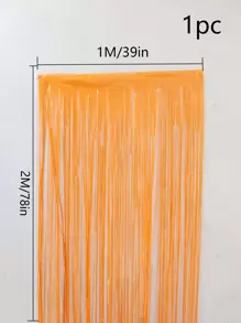 1入組，馬卡龍橙色雨絲窗簾，創意舞台裝飾窗簾，適合節日、派對、婚禮和背景場景裝飾 - 橘色 - 查看 3