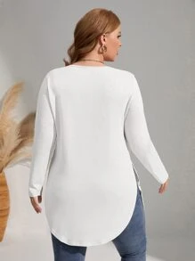 SHEIN LUNE Plus Solid Split Hem Tee