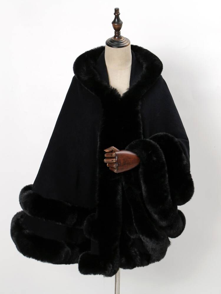 Elegant 1pc Contrast Fluffy Shawl