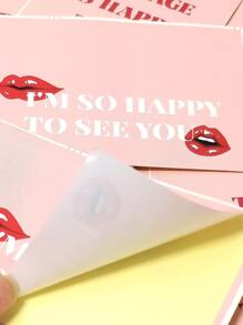 40 piezas Pegatina de regalo labio & con estampado de slogan - Multicolor - Ver 3