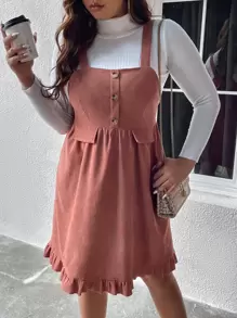 Calvaya Vestido overol bajo con fruncido sin jersey