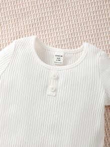 Baby 3pcs Ribbed Knit Lettuce Trim Tee - Multicolor - View 3