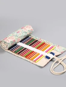 1pc Plain Roll-up Pencil Bag - Multicolor - View 2