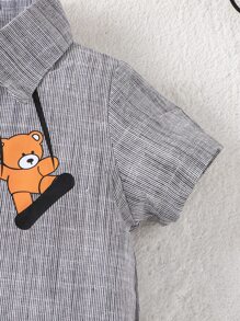 Baby Boy Bear & Striped Print Shirt - Grey - View 5