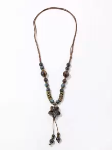 Bead Charm Necklace - Multicolor - View 2