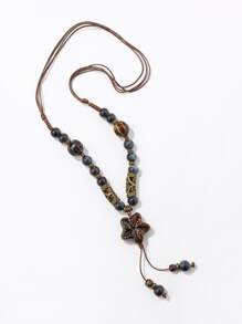 Bead Charm Necklace - Multicolor - View 3