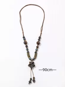 Bead Charm Necklace - Multicolor - View 4