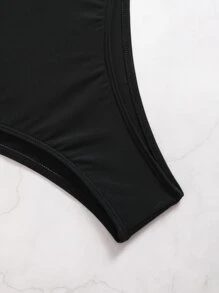 SHEIN Swim Vcay Summer Beach Cut-Out Cross Halter One Piece Swimsuit - Black - View 4
