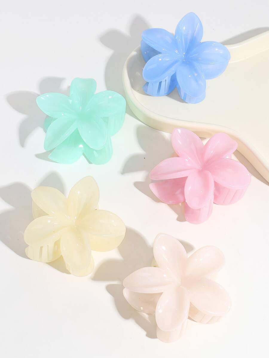 5pcs Flower Design Hair Clawhair Clip Hair Jaw Clip Hair Clamps - Multicolor - View 1