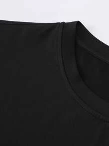 Manfinity Roghcode 男士反光小熊印花T恤 - 黑色 - 查看 5