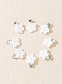 Bộ 8 kẹp tóc họa tiết hoa cá sấu - trắng - Xem 1