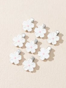 Bộ 8 kẹp tóc họa tiết hoa cá sấu - trắng - Xem 2