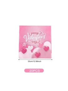 20pcs Valentine's Day Heart Pattern Disposable Napkin - Multicolor - View 2