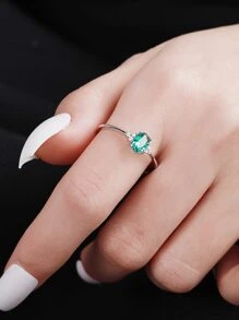 Rhinestone Decor Silver Wedding Band For Women Wedding Wedding Trang sức mỹ - Nhiều màu - Xem 2