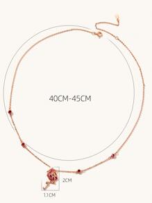 方晶鋯石裝飾火烈鳥吊飾銀項鍊 - 玫瑰金 - 查看 6