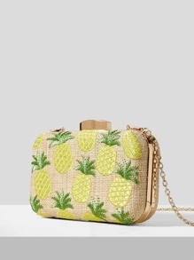 SHEIN VCAY Mini Pineapple Embroidered Clutch Bag - Multicolor - View 7
