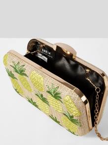 SHEIN VCAY Mini Pineapple Embroidered Clutch Bag - Multicolor - View 9