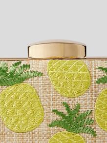 SHEIN VCAY Mini Pineapple Embroidered Clutch Bag - Multicolor - View 10