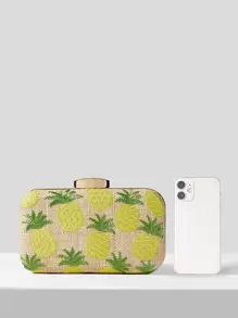 SHEIN VCAY Mini Pineapple Embroidered Clutch Bag - Multicolor - View 11