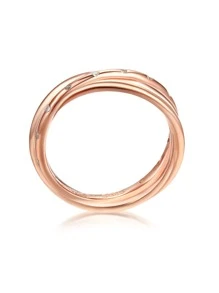 Cubic Zirconia Decor Silver Wedding Band - Rose Gold - View 2