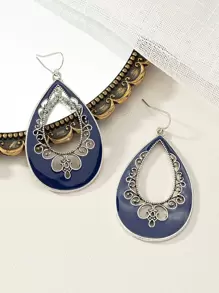 1對女士時尚藍色油滴式古董水滴式耳環 - 彩色 - 查看 1