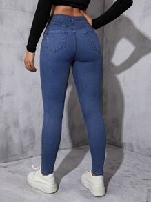 Ripped Skinny Jeans - Dark Wash - View 3