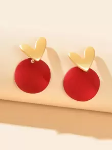 Boucles d'oreilles décoratives en forme de cœur et ronde, idéal pour la Saint-Valentin, la fête des mères, cadeau