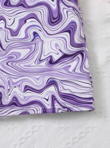 SHEIN 小女童滿版印花連衣裙 - 紫色 - 查看 3