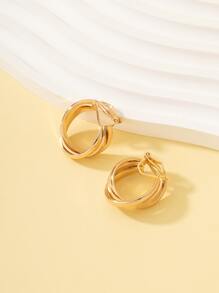 Minimalist Clip On Earrings - Yellow Gold - View 3