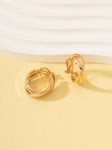 Minimalist Clip On Earrings - Yellow Gold - View 4