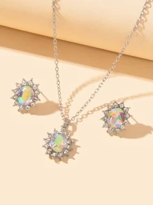 Bộ Trang Sức Trang Trí Kim Cương Giả 3 Món - Nhiều màu - Xem 1